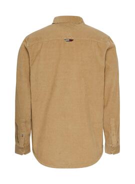 Camisa Tommy Jeans Corduroy Camel Para Hombre