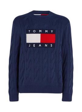 Jersey Tommy Jeans Flag Cable Marino Hombre