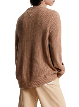 Jersey Tommy Jeans Tonal XS Badge Camel Hombre