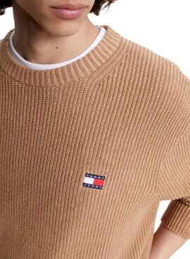 Jersey Tommy Jeans Tonal XS Badge Camel Hombre