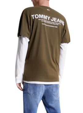 Camiseta Tommy Jeans Linear Back Verde Hombre