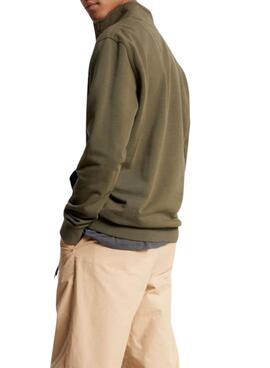 Sudadera Tommy Jeans Graphic Half Zip Verde Hombre