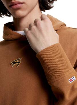 Sudadera Tommy Jeans Signature Camel Para Hombre