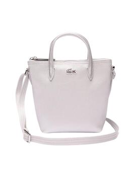 Bolso Lacoste XS Shopping Cross Plateado Mujer