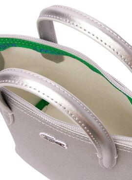 Bolso Lacoste XS Shopping Cross Plateado Mujer