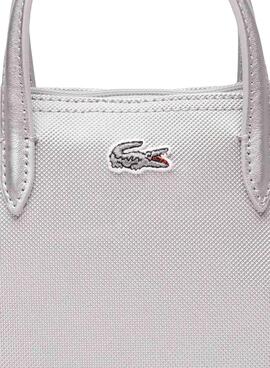 Bolso Lacoste XS Shopping Cross Plateado Mujer