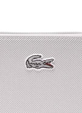 Cartera Lacoste XS Plateada Con Cremallera Mujer