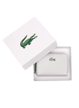 Cartera Lacoste XS Plateada Con Cremallera Mujer