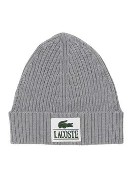 Gorro Lacoste Lana Con Parche Gris