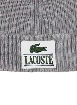 Gorro Lacoste Lana Con Parche Gris