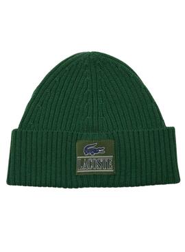 Gorro Lacoste Lana Con Parche Verde