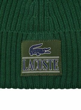 Gorro Lacoste Lana Con Parche Verde