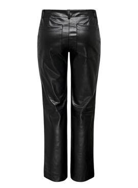 Pantalones Only Penna Idina Polipiel Negro Mujer