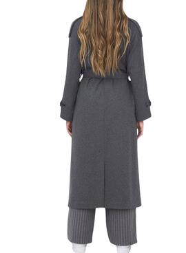 Abrigo Only Maisy Long Lana Gris Para Mujer