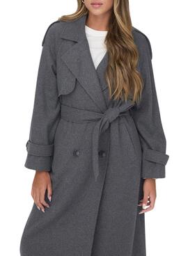 Abrigo Only Maisy Long Lana Gris Para Mujer