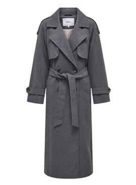 Abrigo Only Maisy Long Lana Gris Para Mujer