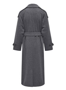 Abrigo Only Maisy Long Lana Gris Para Mujer