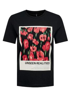 Camiseta Only Betty Estampado floral Negro Mujer