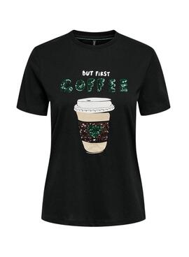 Camiseta Only Kita Coffe Negro Para Mujer