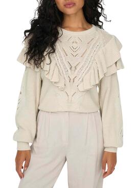 Jersey Only Rillo Volantes Beige Para Mujer