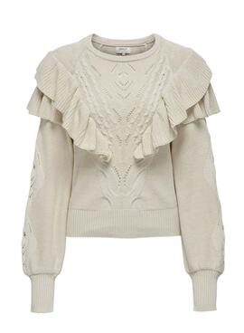 Jersey Only Rillo Volantes Beige Para Mujer