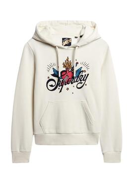 Sudadera Superdry Tattoo Blanco Para Mujer