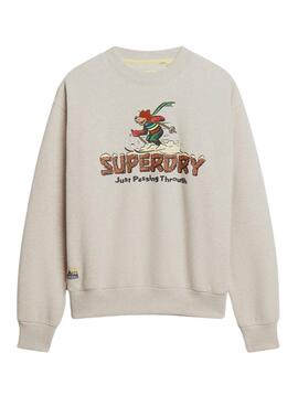 Sudadera Superdry Travel Postcard Gris Mujer