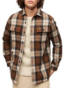 Sobrecamisa Superdry Miller Cuadros Marrón Hombre