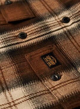 Sobrecamisa Superdry Miller Cuadros Marrón Hombre