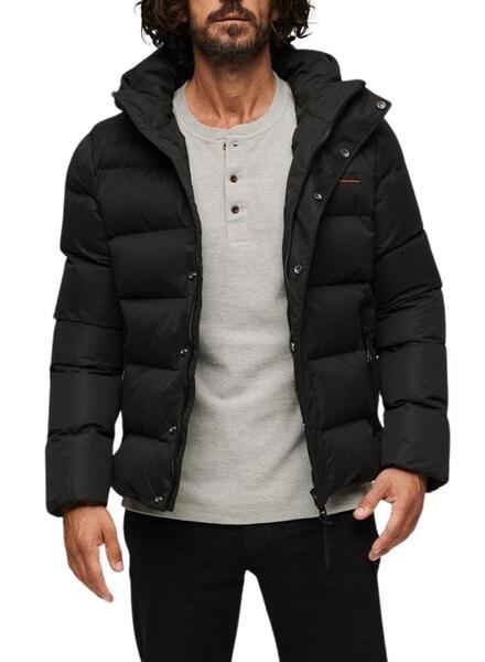 Hombre – Chaqueta acolchada con capucha Fuji Sport en Negro Superdry ES