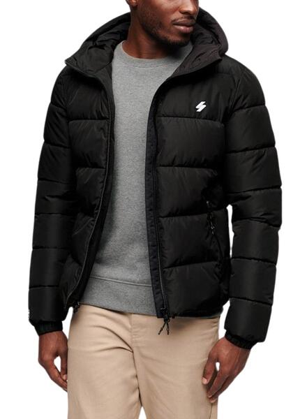 Chaqueta Superdry Sports Puffer Negro Para Hombre