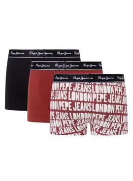 Pack 3 Bóxers Pepe Jeans Allover Granate Hombre
