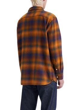 Camisa Levis Jackson Worker Cuadros Naranja Hombre