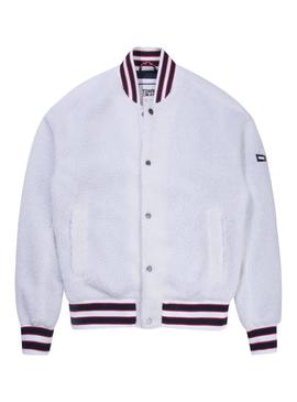 Bomber Tommy Jeans Teddy Blanco Hombre