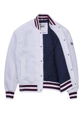 Bomber Tommy Jeans Teddy Blanco Hombre