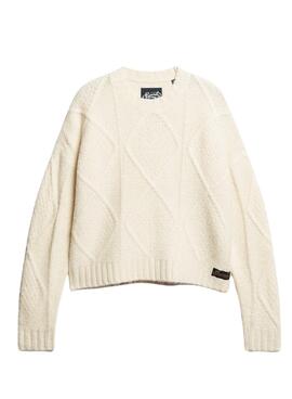 Jersey Superdry Chunky Cable Beige Para Mujer