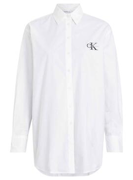 Camisa Calvin Klein Loose Monologo Blanco Mujer