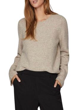 Jersey Vila Vijaney de Punto Beige Para Mujer