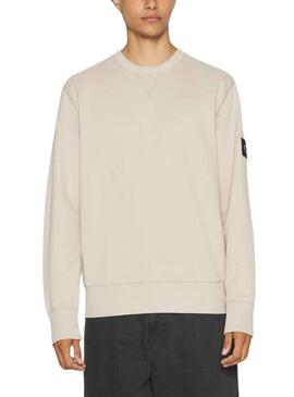 Sudadera Calvin Klein Badge Crew Beige Hombre