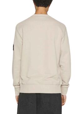 Sudadera Calvin Klein Badge Crew Beige Hombre