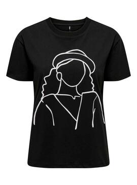 Camiseta Only Cille Negro Para Mujer