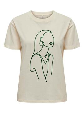 Camiseta Only Cille Beige Para Mujer