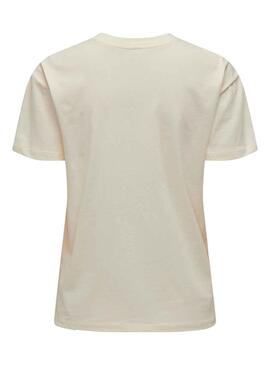 Camiseta Only Cille Beige Para Mujer