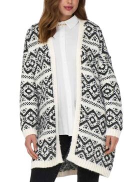 Cardigan Only Carin Life Blanco Negro Mujer