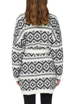 Cardigan Only Carin Life Blanco Negro Mujer