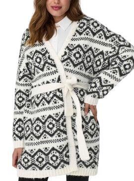 Cardigan Only Carin Life Blanco Negro Mujer