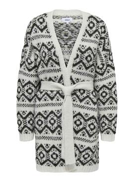 Cardigan Only Carin Life Blanco Negro Mujer