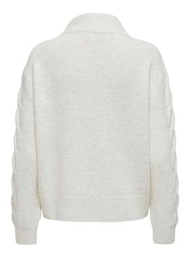 Jersey Only Leise Zip Blanco Para Mujer