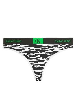 Tanga Calvin Klein Modern Split Tiger Blanco Mujer