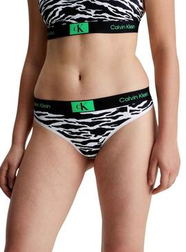 Tanga Calvin Klein Modern Split Tiger Blanco Mujer